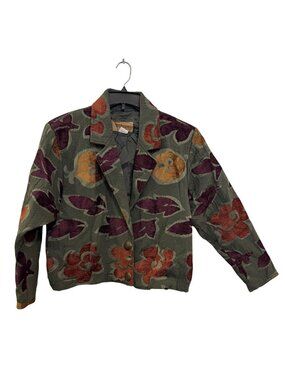 vintage Painted Pony Womens Floral Embroidered Jacket Medium Green